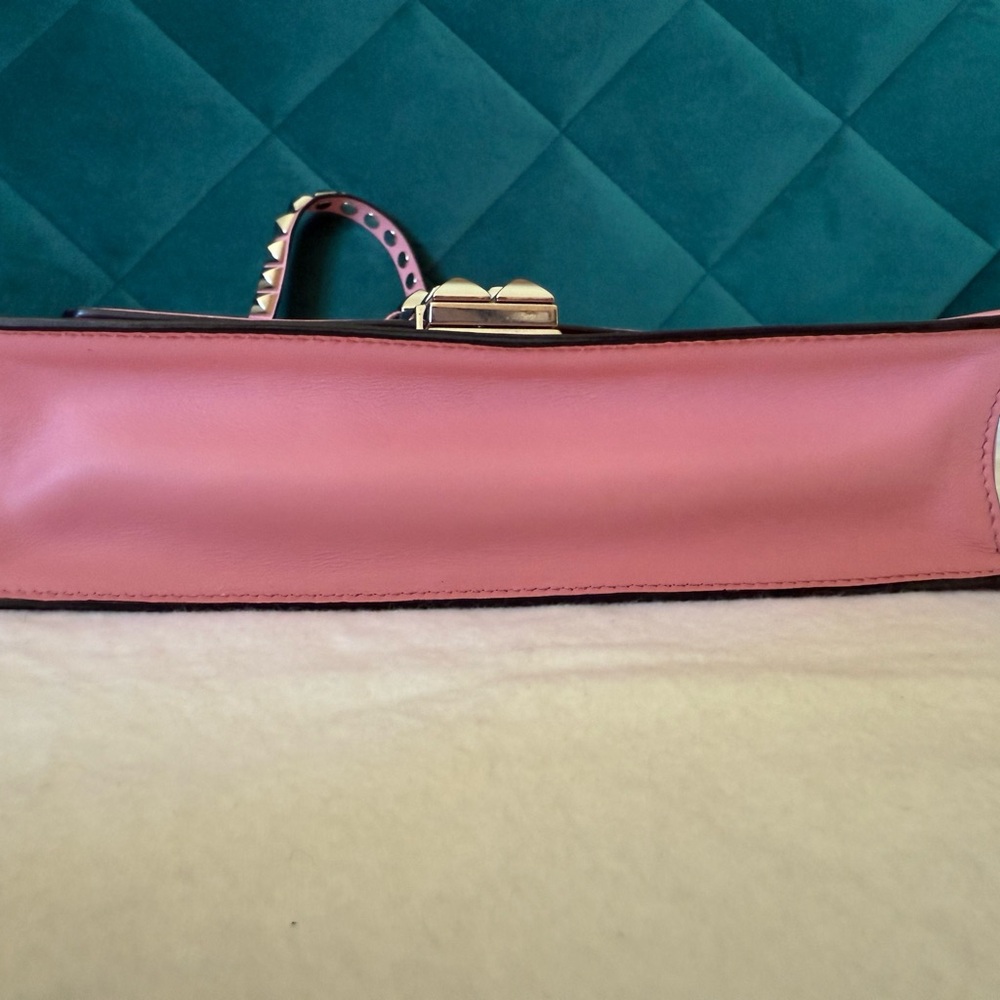 Prada Elektra 1BD120 Pink Studded Flap Shoulder Bag City Calf + Croc Trim - Picture 6 of 15